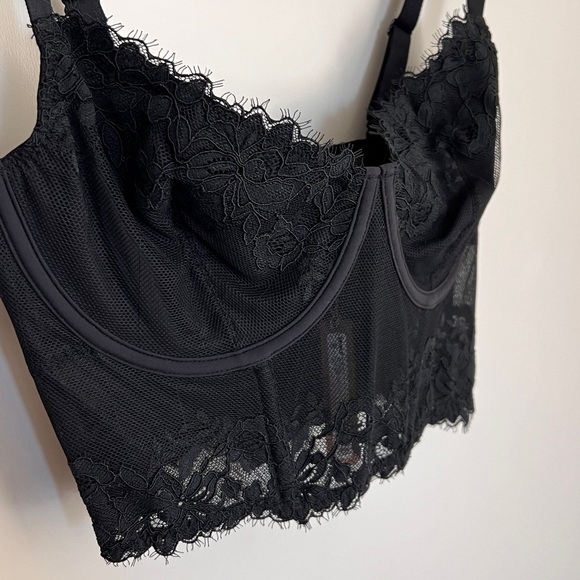 NWT SKIMS Lace Lined Demi Corset Bra Onyx/Black - Picture 3 of 8